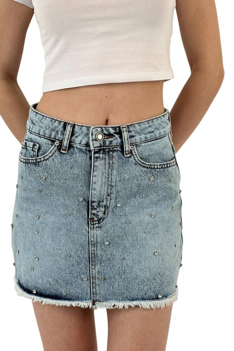 Denim Skirt Snow Wash Pattern 13 - MISS POEM - Globality Store - Women Clothes Wholesale Turkey