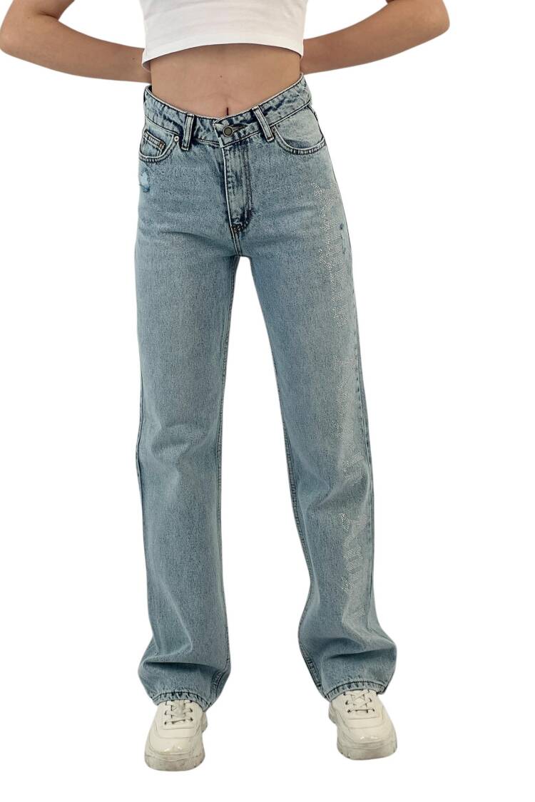 Make White Leg Denim Angels Stone. - MISS POEM - Globality Store - Women Clothes Wholesale Turkey
