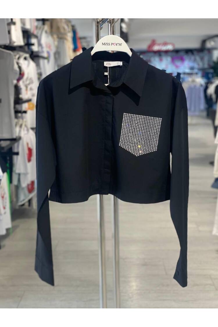 Make Shirt Pocket Stone. - MISS POEM - Globality Store - Women Clothes Wholesale Turkey