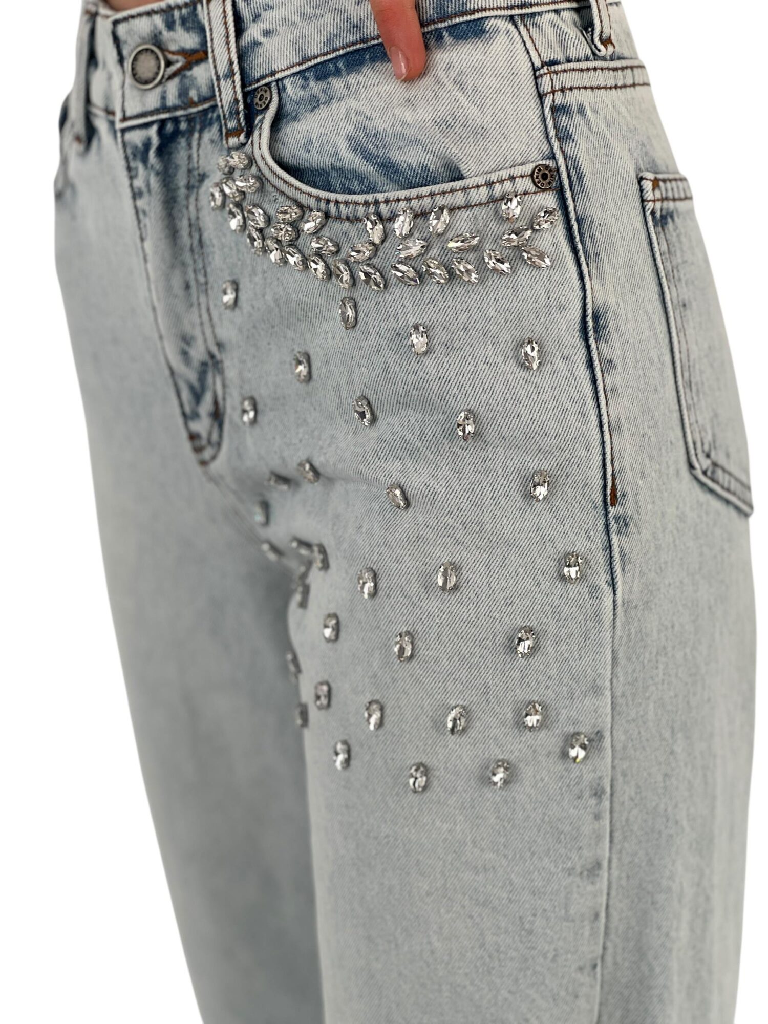 White Leg Denim Ice Blue/Ice Blue Leaf Stone - MISS POEM - Globality Store - Women Clothes Wholesale Turkey