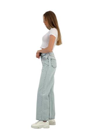 White Leg Denim Ice Blue/Ice Blue Leaf Stone - MISS POEM - Globality Store - Women Clothes Wholesale Turkey