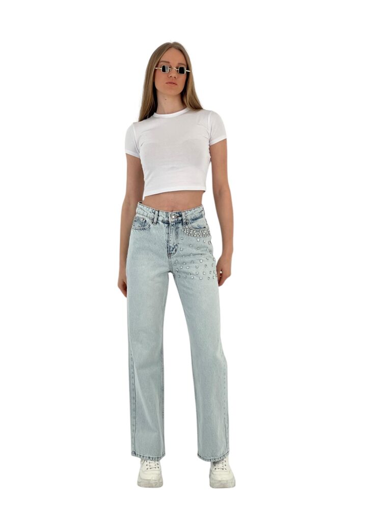 White Leg Denim Ice Blue/Ice Blue Leaf Stone