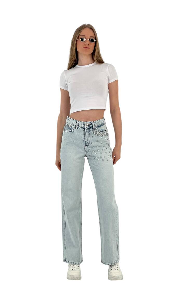 White Leg Denim Ice Blue/Ice Blue Leaf Stone