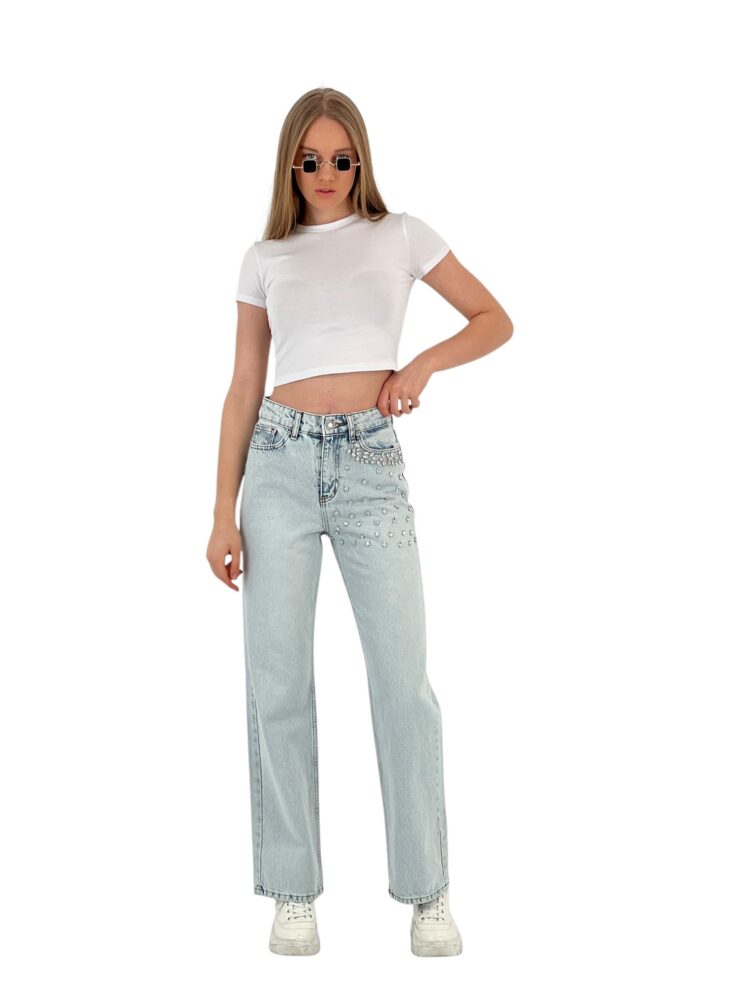 White Leg Denim Ice Blue/Ice Blue Leaf Stone