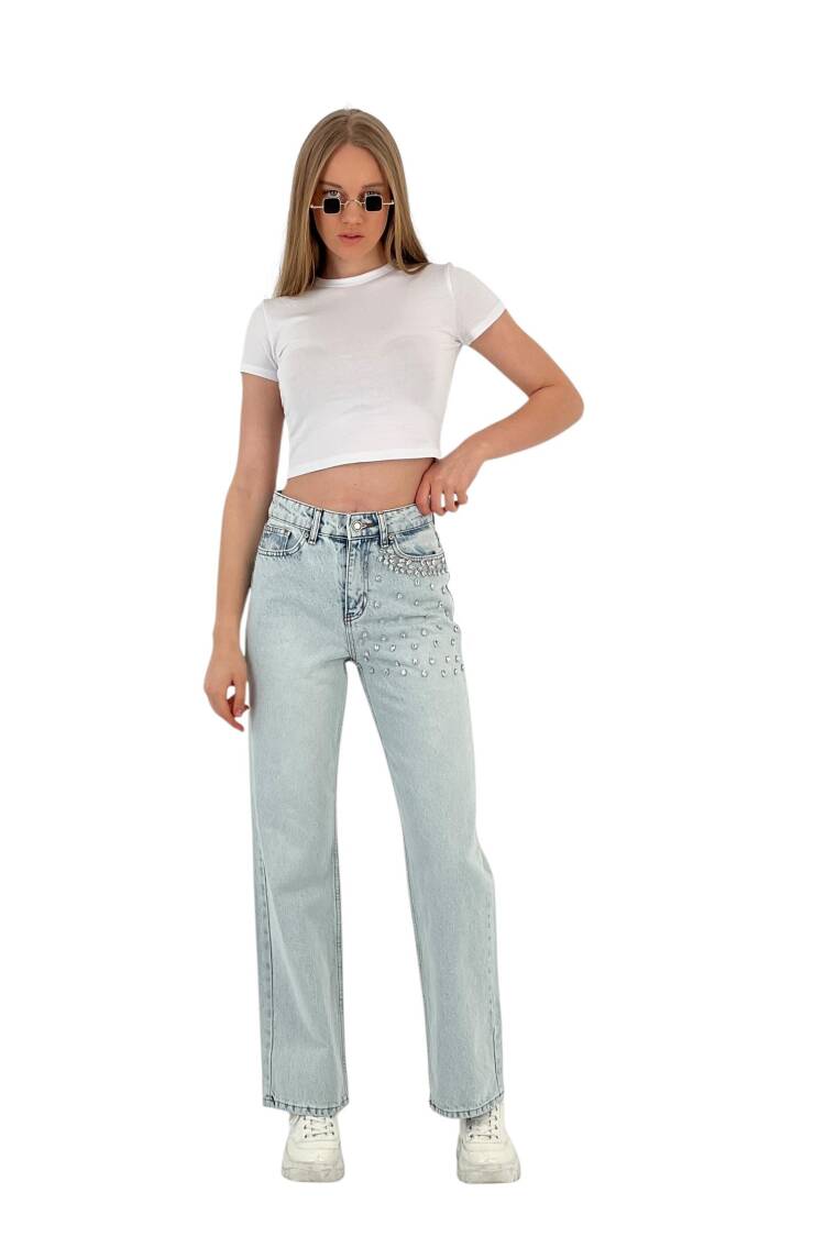 White Leg Denim Ice Blue/Ice Blue Leaf Stone