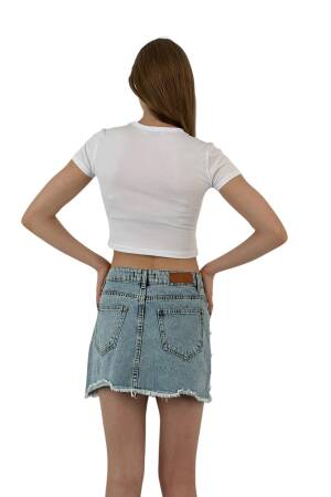 Denim Skirt With Bow Button Accessories - MISS POEM - Globality Store - Women Clothes Wholesale Turkey