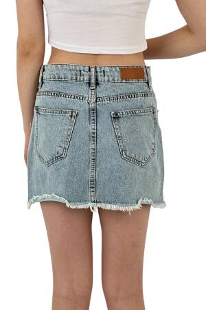 Denim Skirt With Bow Button Accessories - MISS POEM - Globality Store - Women Clothes Wholesale Turkey