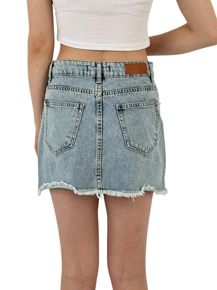 Denim Skirt With Bow Button Accessories