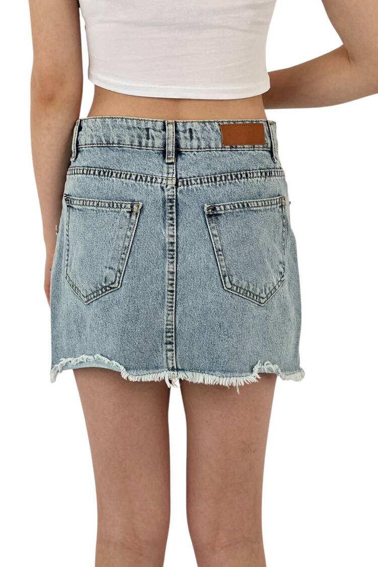 Denim Skirt With Bow Button Accessories