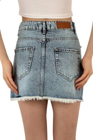 Denim Skirt Snow Wash Pattern 11 - MISS POEM - Globality Store - Women Clothes Wholesale Turkey