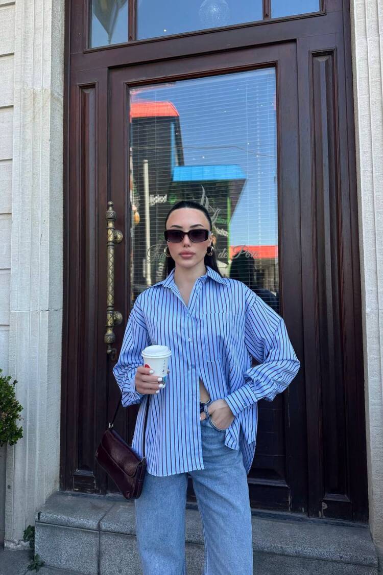 Shirt - Blue - ESPADA - Globality Store - Women Clothes Wholesale Turkey
