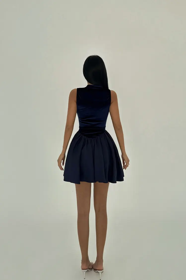 NavyVelvet Mini Dress