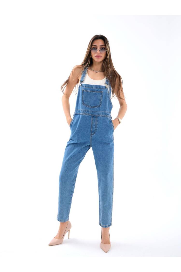 Denim Jumpsuit - Blue - Fame - Globality Store - Women Clothes Wholesale Turkey
