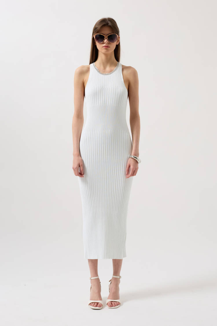 Halter Collar Chain Accessory Cross Strap Dress