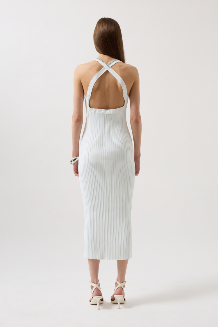 Halter Collar Chain Accessory Cross Strap Dress