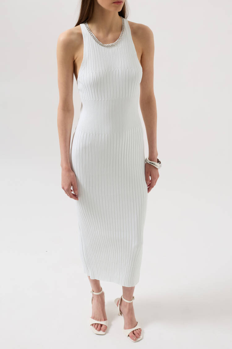 Halter Collar Chain Accessory Cross Strap Dress