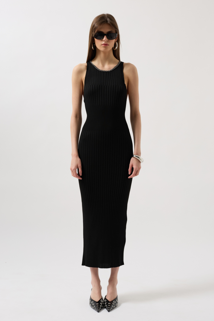 Halter Collar Chain Accessory Cross Strap Dress