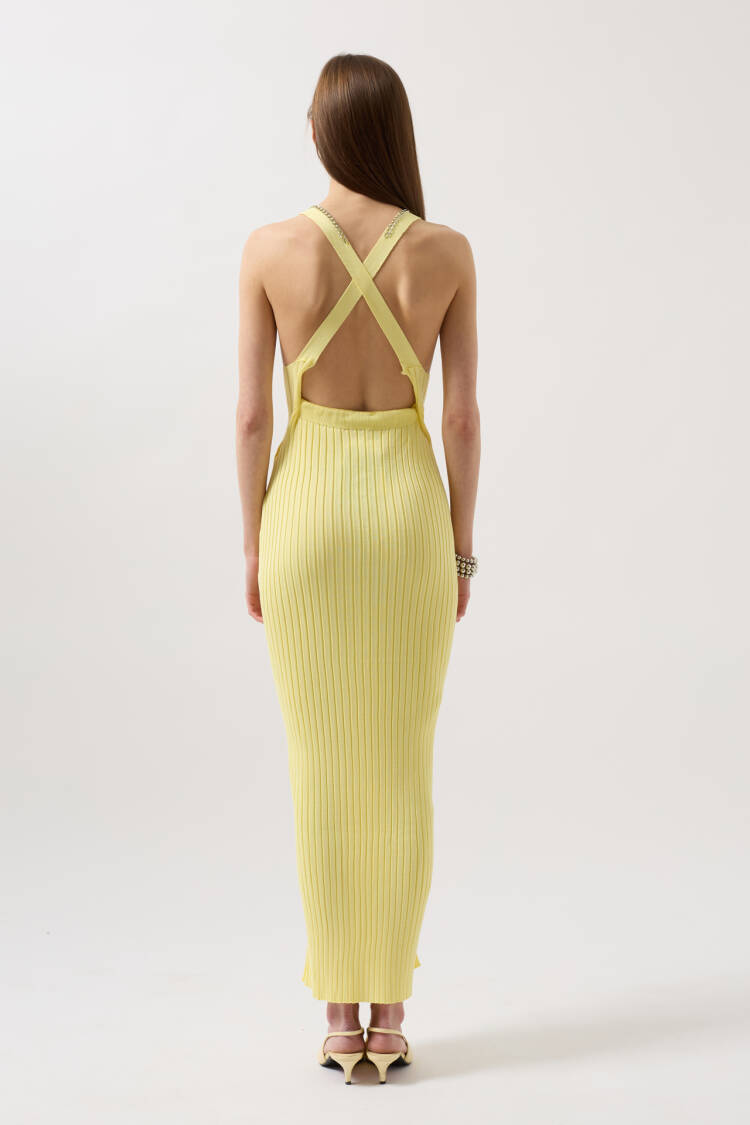 Halter Collar Chain Accessory Cross Strap Dress