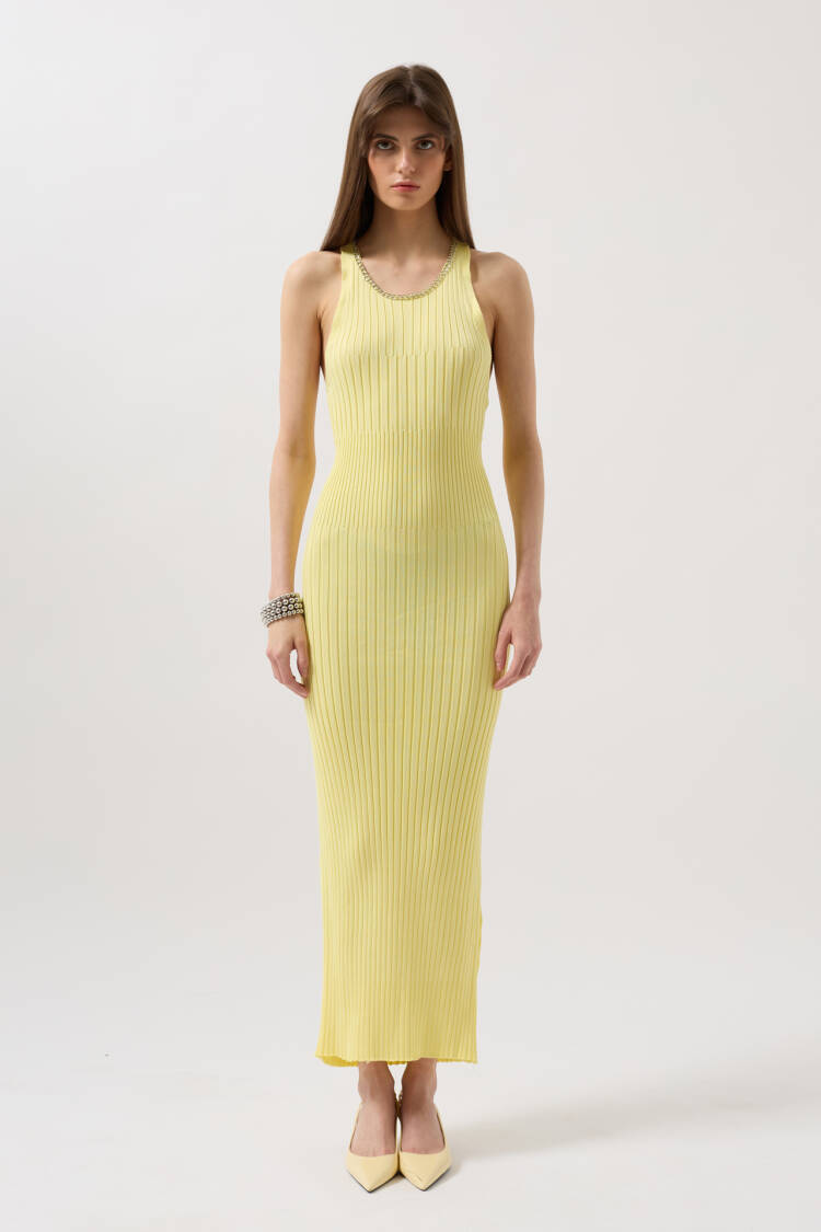 Halter Collar Chain Accessory Cross Strap Dress