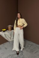 WholesaleLeg Ruffled Linen Pants - Elisa - Globality Store - Women Clothes Wholesale Turkey