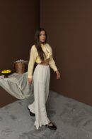 WholesaleLeg Ruffled Linen Pants - Elisa - Globality Store - Women Clothes Wholesale Turkey