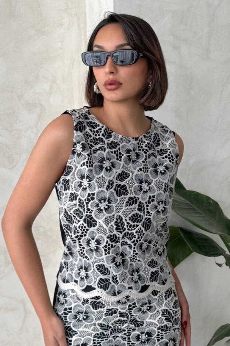 Lace Sleeveless Blouse - Topshow - Globality Store - Women Clothes Wholesale Turkey