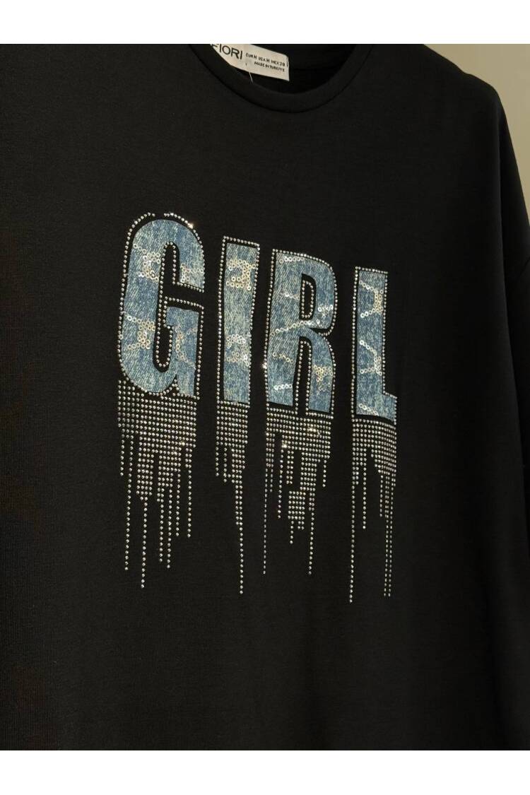 Letter Printed Tshirt - Fiori - Globality Store - Women Clothes Wholesale Turkey