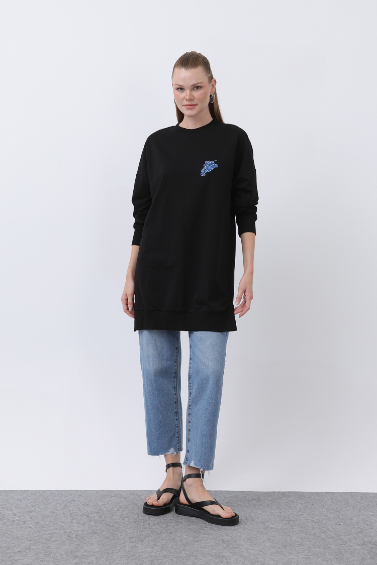 Women's Front Grape Back Fruity Embroidered Tunic - Puane - Globality Store - Women Clothes Wholesale Turkey