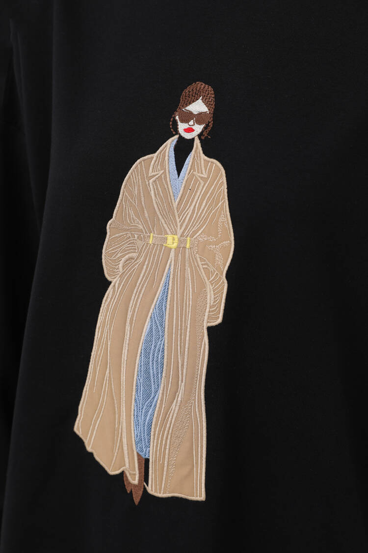 Women's Front Embroidered And Printed Tunic