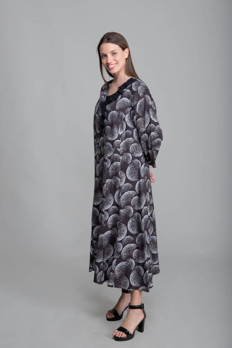 Round Neck Flush Empirme Dress - GUMANIZE - Globality Store - Women Clothes Wholesale Turkey