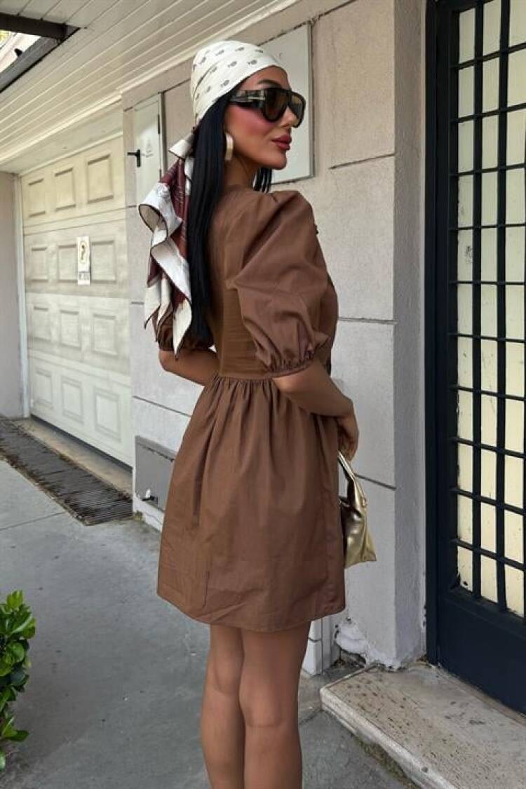Dress With Bow Tie And Balloon Sleeves