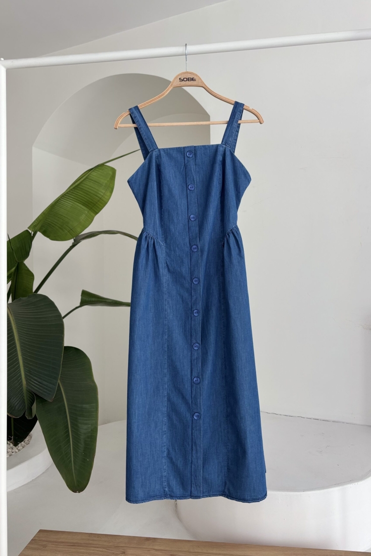 Corsage Detailed Midi Tensel Dress