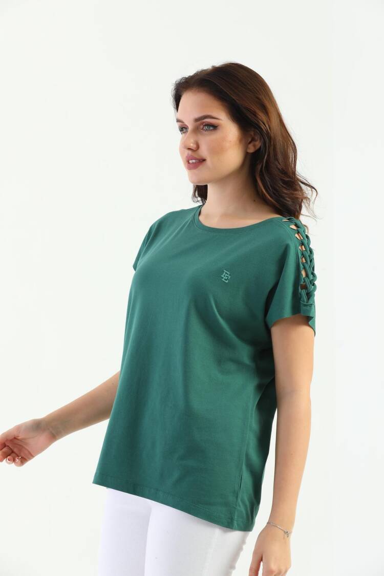 EdelleShoulder Braided Women's T-Shirt - EDELLE - Globality Store - Women Clothes Wholesale Turkey