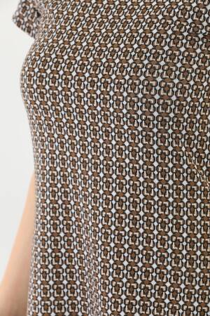 Edelle Light Brown Jacquard Turtleneck Mini Dress - EDELLE - Globality Store - Women Clothes Wholesale Turkey