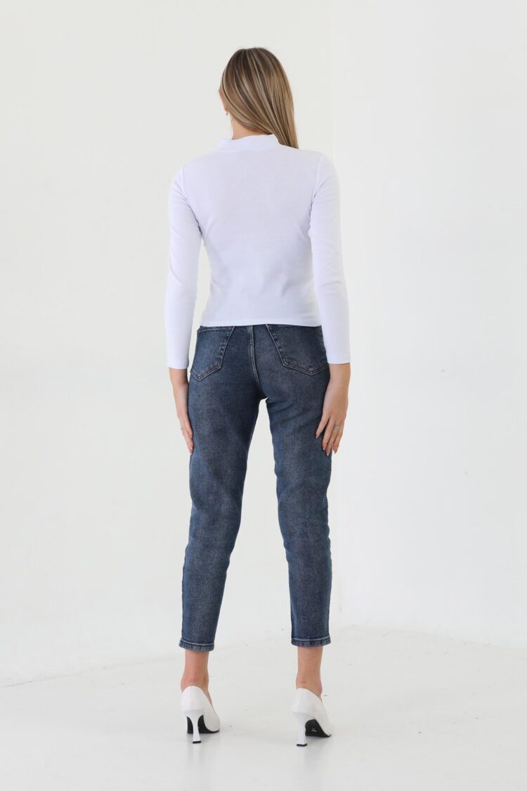 EdelleTurtleneck Stone Embroidered Long Sleeve Ribbed T-Shirt