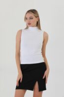 EdelleTurtleneck Zero Sleeve Ribbed Blouse - EDELLE - Globality Store - Women Clothes Wholesale Turkey