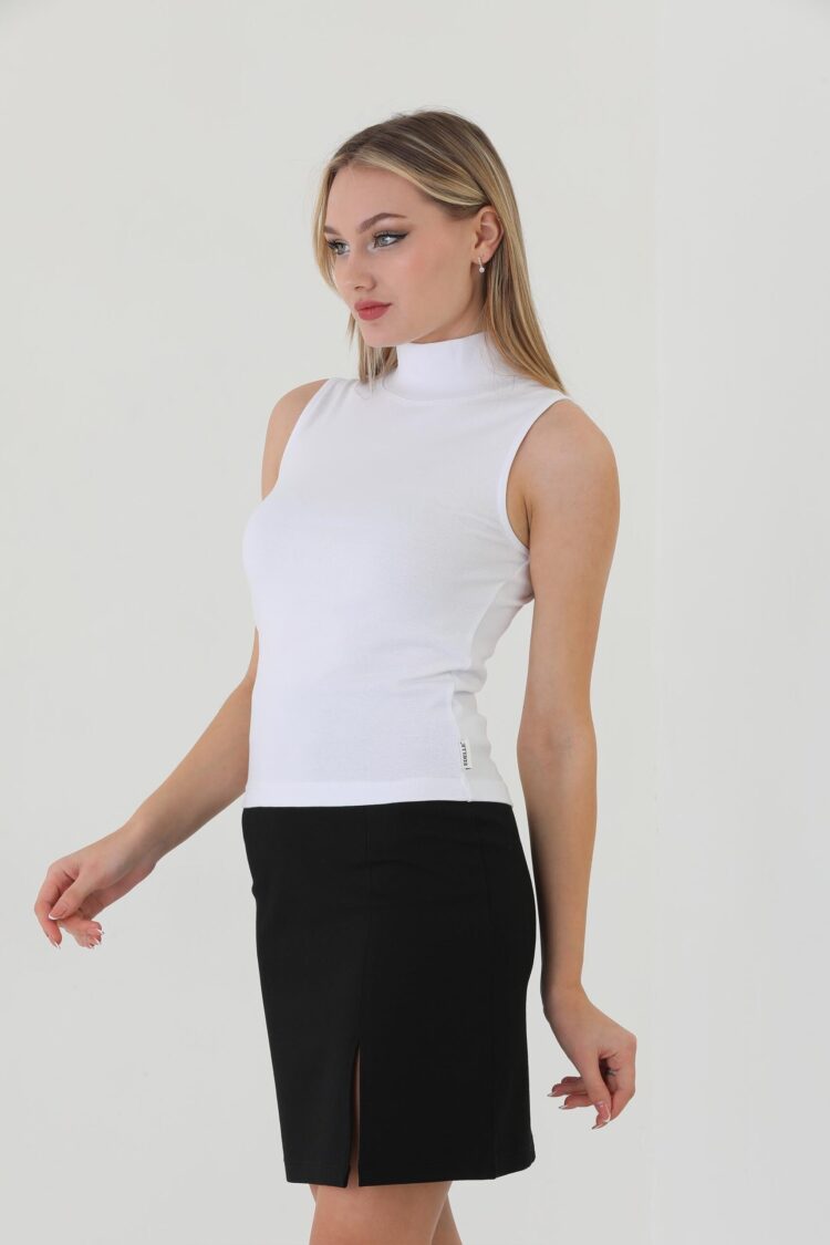 EdelleTurtleneck Zero Sleeve Ribbed Blouse