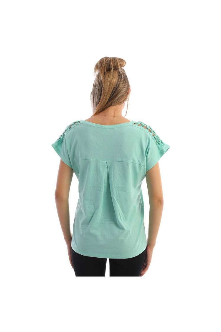 Shoulder Braided Women's T-Shirt - Brand: EDELLE - Women's Clothing Wholesale - Globality Store