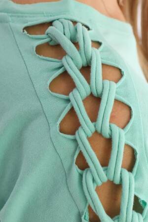 Shoulder Braided Women's T-Shirt - Brand: EDELLE - Women's Clothing Wholesale - Globality Store