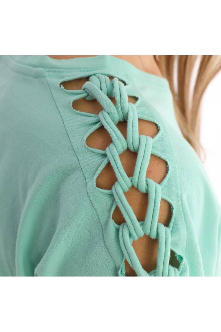 Shoulder Braided Women's T-Shirt