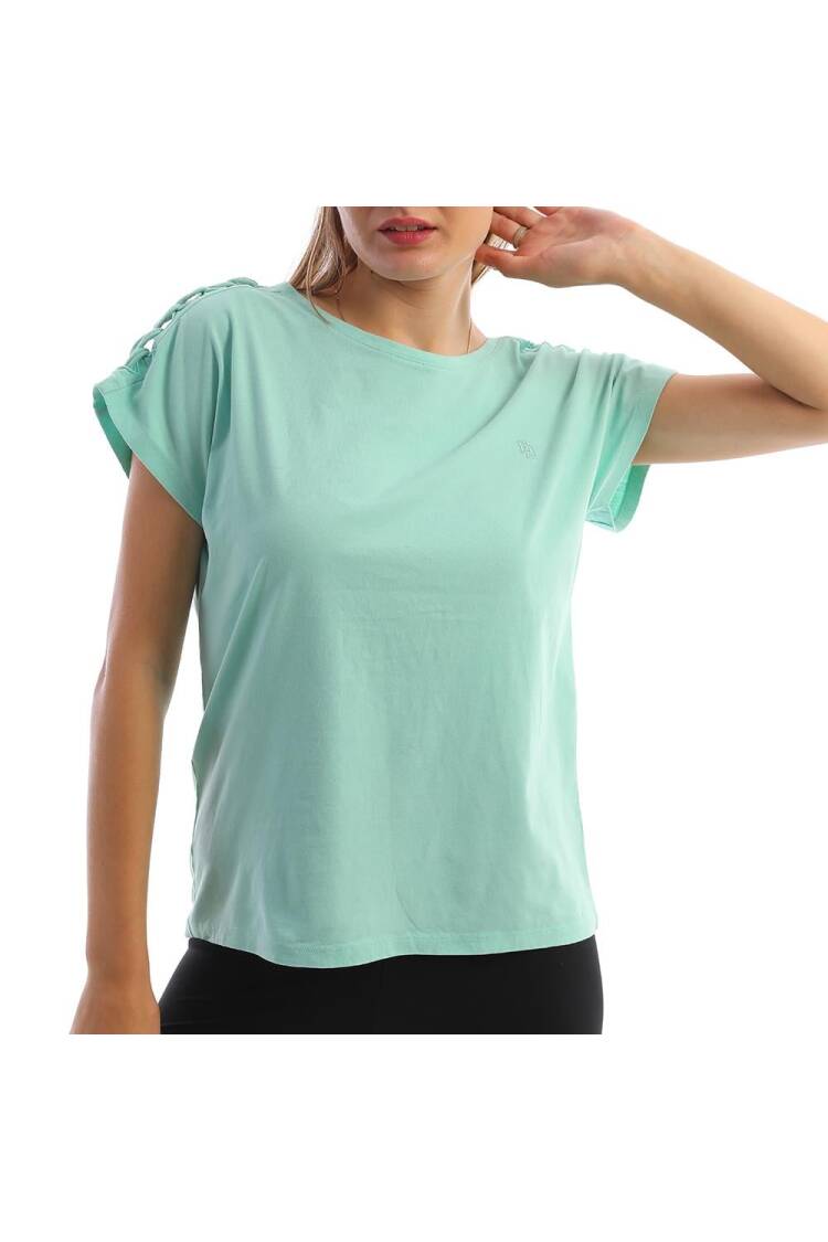 Shoulder Braided Women's T-Shirt