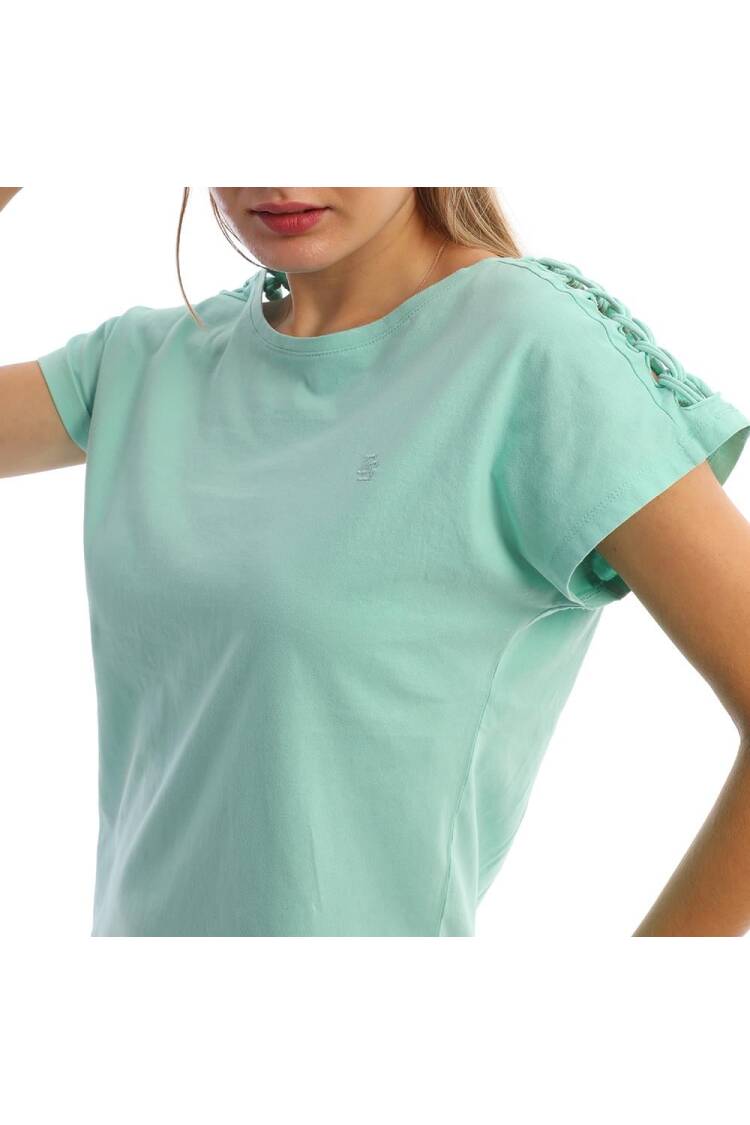 Shoulder Braided Women's T-Shirt