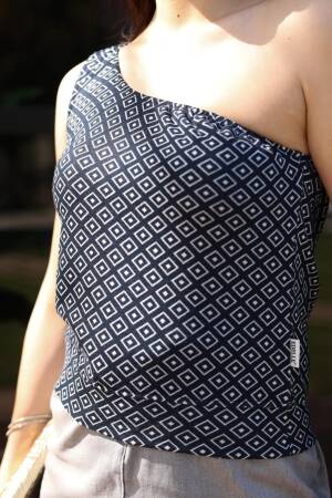 Edelle Navy Jacquard Single Sleeve Blouse - EDELLE - Globality Store - Women Clothes Wholesale Turkey