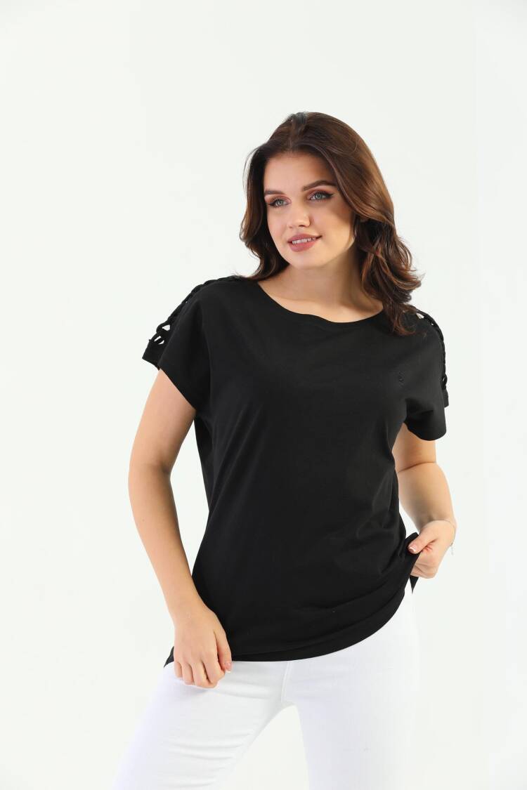 EdelleShoulder Braided Women's T-Shirt