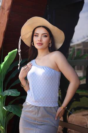 EdelleJacquard Single Sleeve Blouse - EDELLE - Globality Store - Women Clothes Wholesale Turkey