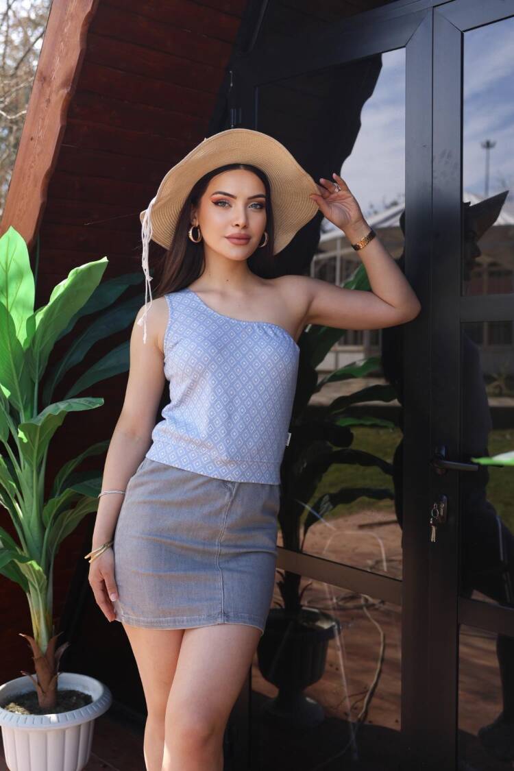 EdelleJacquard Single Sleeve Blouse