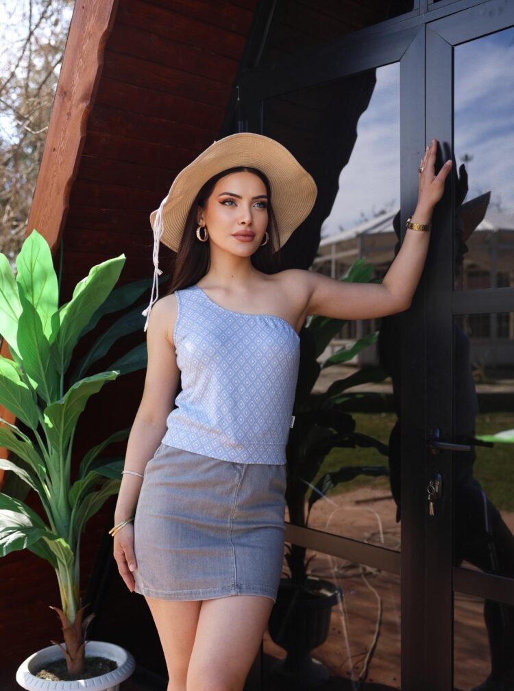 EdelleJacquard Single Sleeve Blouse