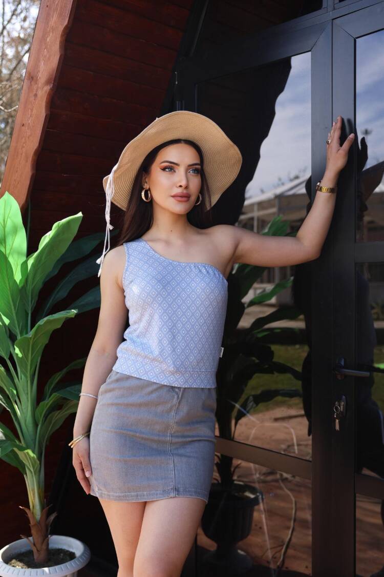 EdelleJacquard Single Sleeve Blouse