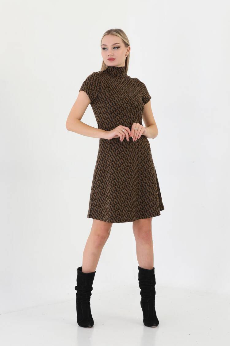 Jacquard Turtleneck Mini Dress