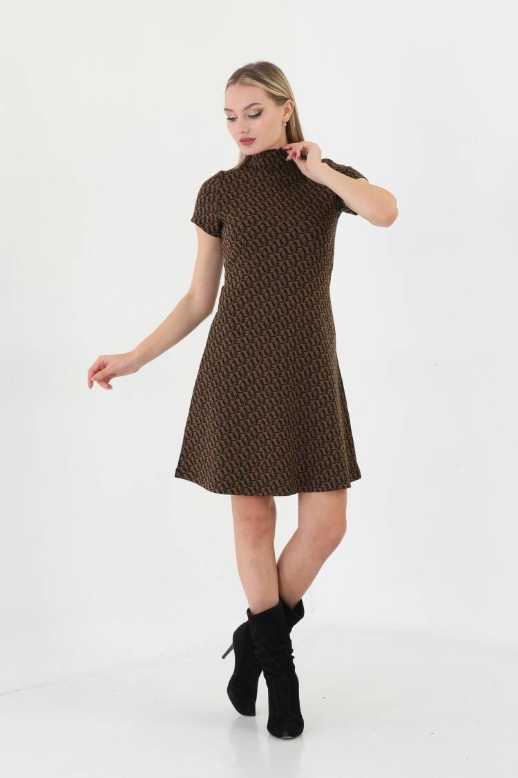 Jacquard Turtleneck Mini Dress